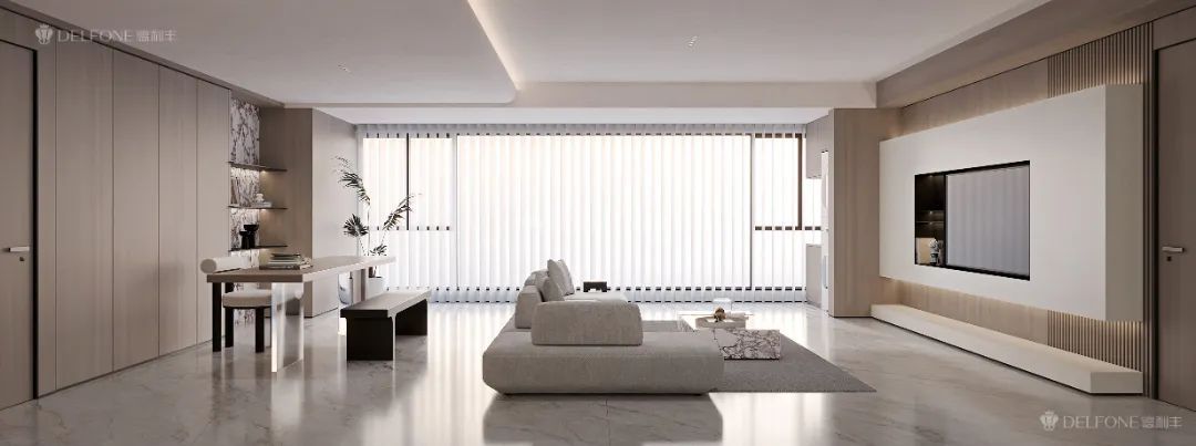DELFONE案例分享 | 奶油風(fēng)大平層，【煙雨灰】讓每1㎡都充滿松弛感(圖5)